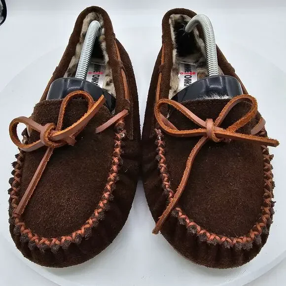 Minnetonka Moccasins Mens Size 8 Brown Suede Slip-On Normcore Western Minimalist - Picture 4 of 7